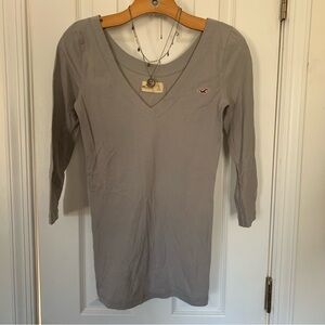 Y2K Hollister Co. Fossil Grey Gray V Neck Pullover